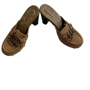 Tru flex brown leather mules